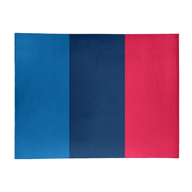 Tapis bleu/marine/rouge rayé, Rectangle 9 pi x 12 pi