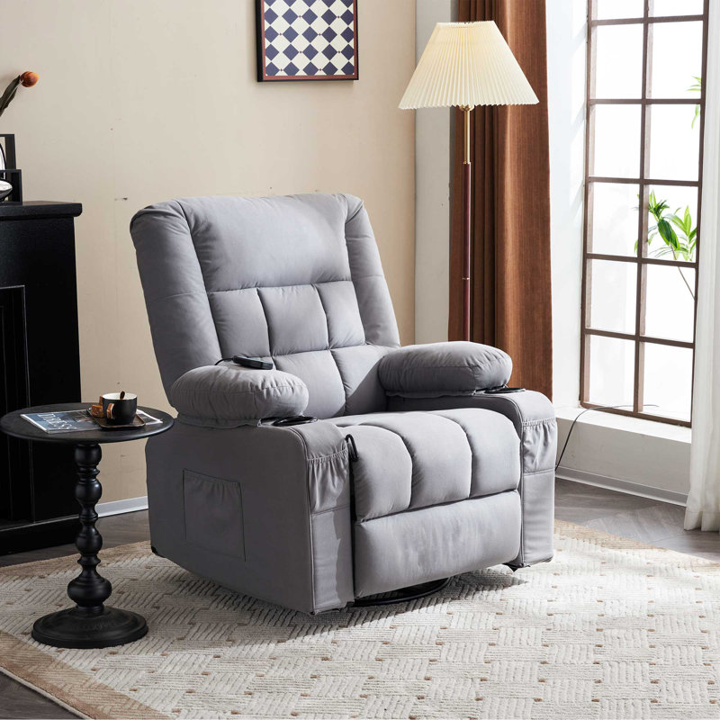 Upholstered Heated Massage Chair, Grey