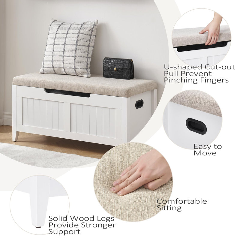 Hirota Upholstered Storage Bench, 21.20" H x 39.40" W x 15.70" D