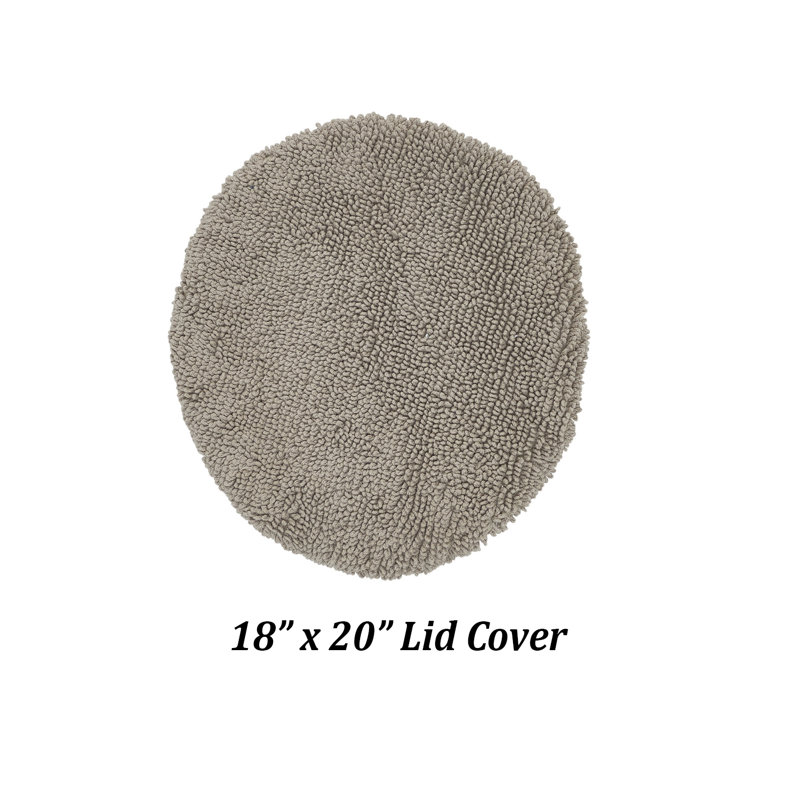 Beige Cotton Tufted Anti-Skid Bathroom Lid Cover Rug