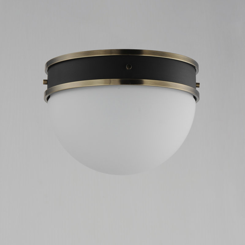 Duke Flush Mount, Black/Weathered Brass