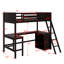 Lit mezzanine simple avec tablettes et bureau-305642810