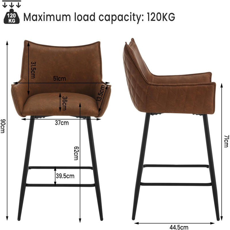 Anjum Upholstered Counter Stool, Brown