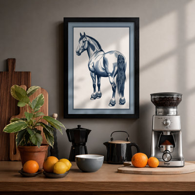 Classical Horse Study Japandi - Framed Print