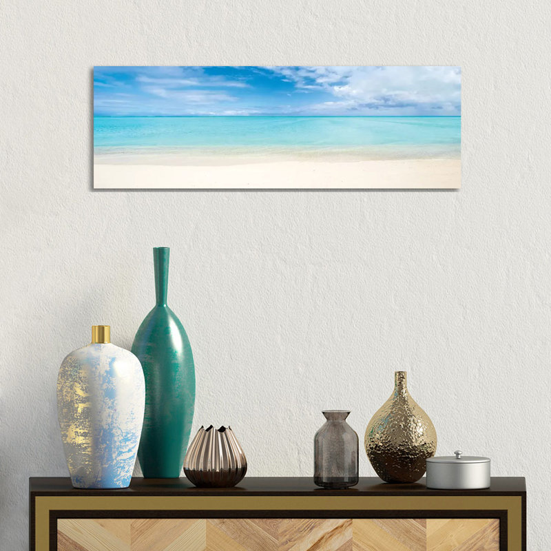 Beach Panorama On Bora Bora, French Polynesia by Jan Becke - Wrapped Canvas Panoramic Print