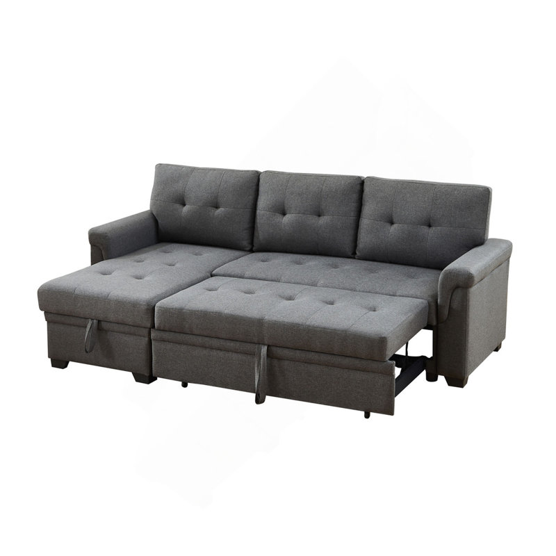 Canapé-lit modulaire réversible en lin gris foncé Hunter 84 po avec rangement Hunter
