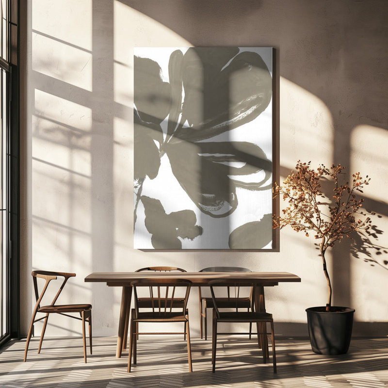 Taupe géant floral 1, H 40 po x l 51 po, Noir