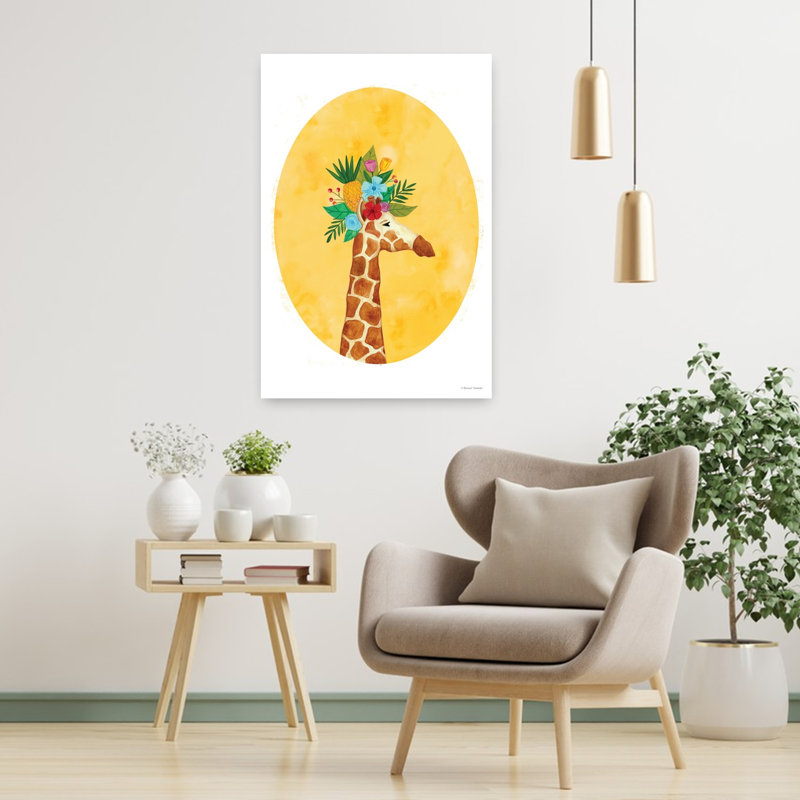 Girafe tropicale ludique, fantaisiste, art tropical, H 36 po x l 24 po