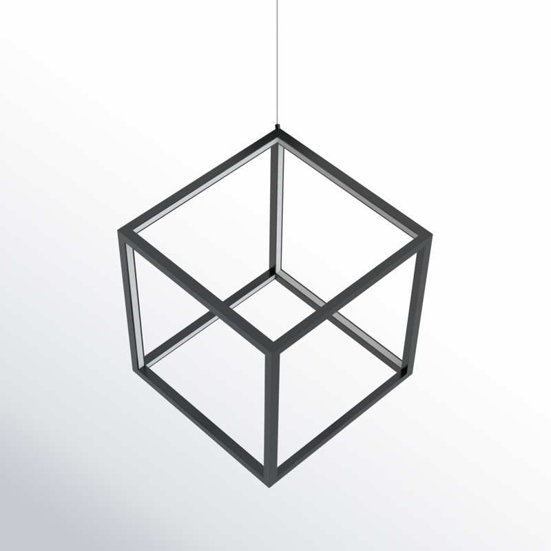 Luminaire suspendu géométrique simple à 1 lumière Asana Asana, Noir, H 12,5 po x l 12,5 po x P 12,5 po