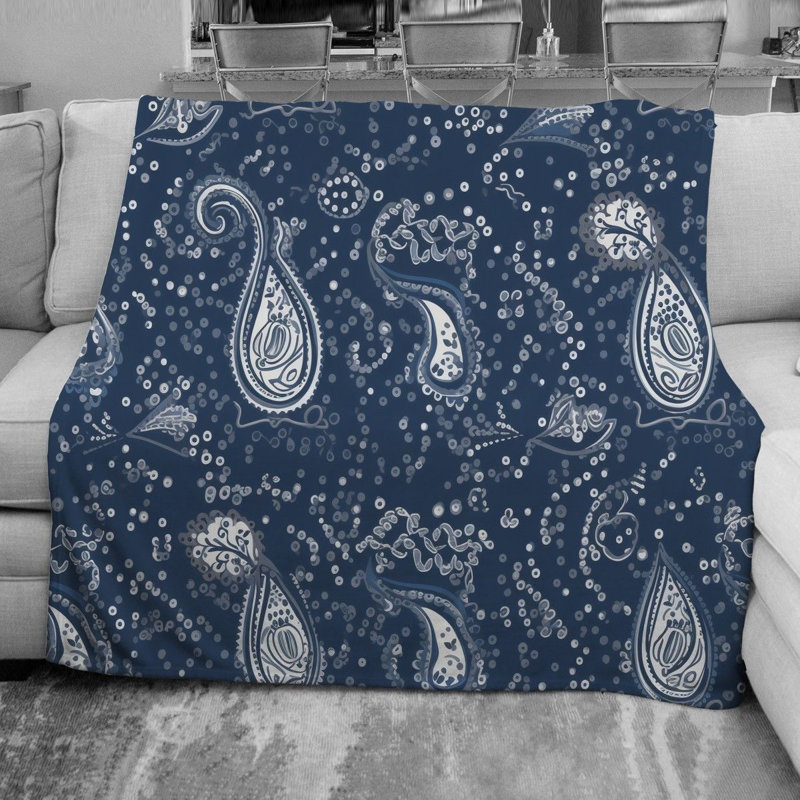 Machine Printed Throw Blanket, 51" W x 60" L, Blue/White