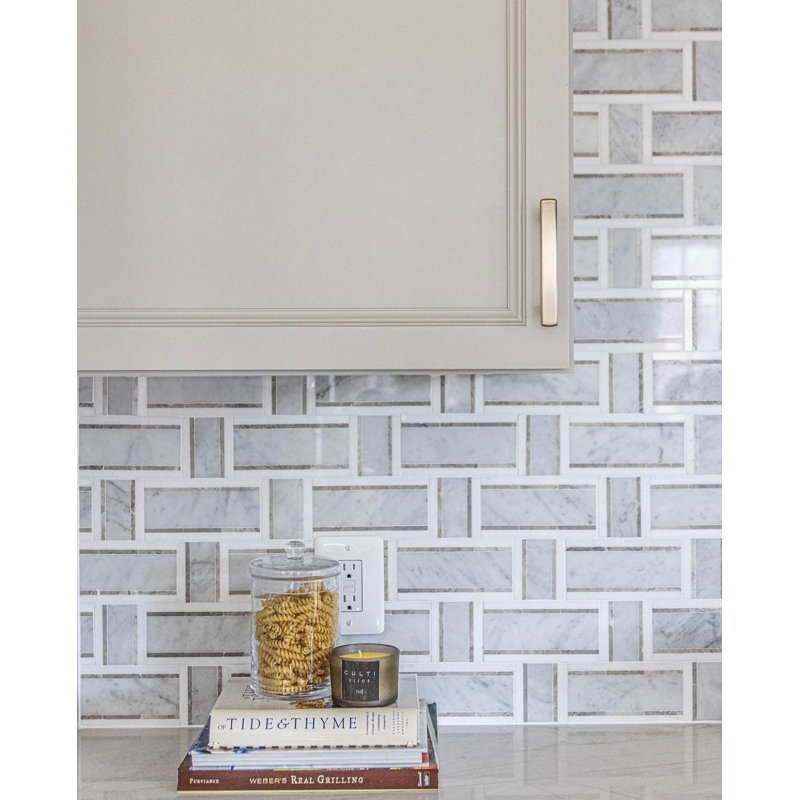 Esplanade 13x13 Polished Thassos Marble Mosaic Tile