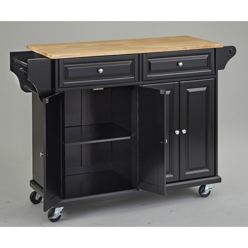 Idlewild Solid Wood Top Kitchen Cart, Black