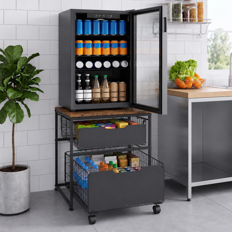 56 cm W Shelving Unit, Black/Brown