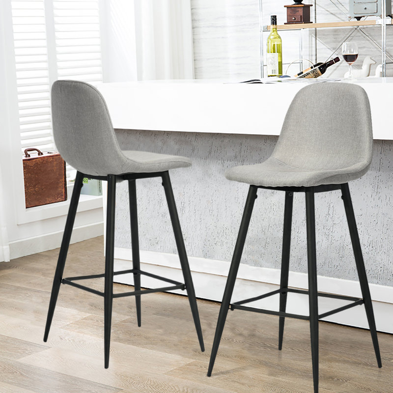 Jakobe Upholstered Counter Stool with Metal Frame, Grey