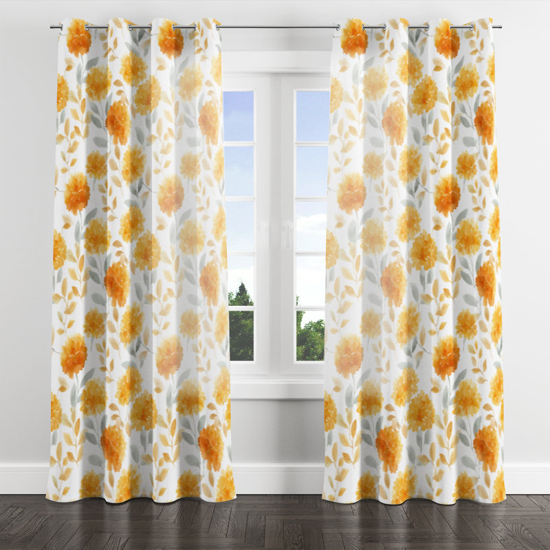 Rideaux en velours floral avec œillets Boho, L 52 po x L 90 po, Œillets argentés