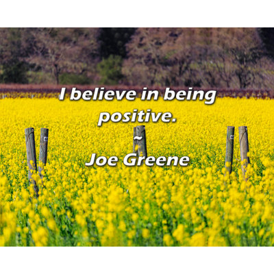 Citation artistique «I croient en être positif». Toile tendue par Joe Greene