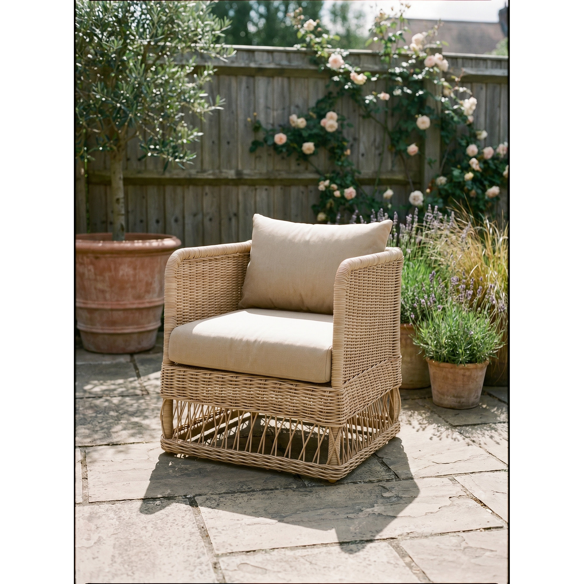Margot Pebble Outdoor Patio Club Chairs, Canvas Beige, Brown