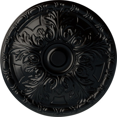 Endurathane Granada Ceiling Medallion, 15 3/4"OD x 5/8"P (Fits Canopies up to 4 1/4"), Hand-Painted Jet Black Finish