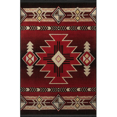 Red Themed Traditional Patterned Fringed Vintage Decorative Rug Machine Washable