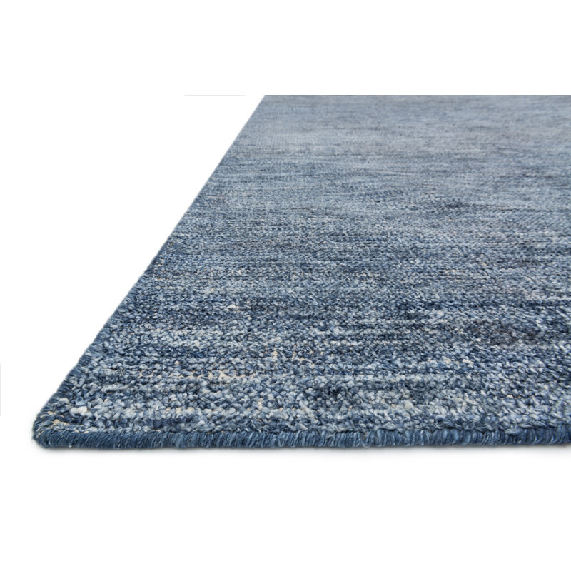 Tapis bleu noué à la main Jeffress, Rectangle 5 pi 6 po x 8 pi 6 po