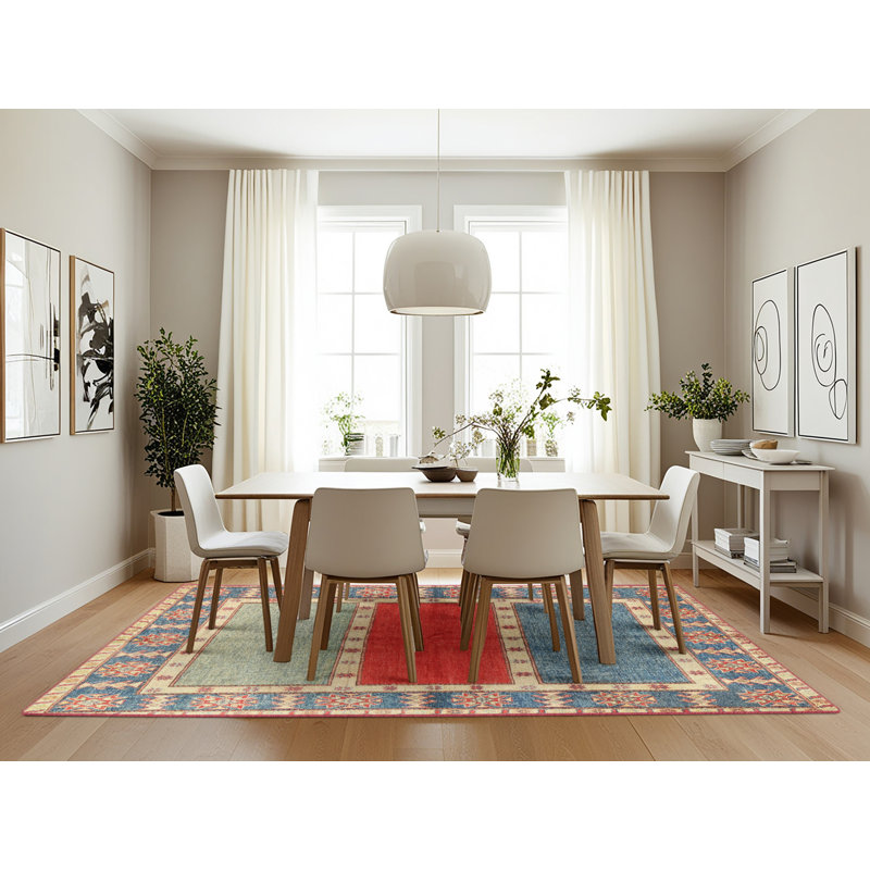 Tapis orange/bleu zone contemporaine Växjö, Rectangle 7 pi x 10 pi