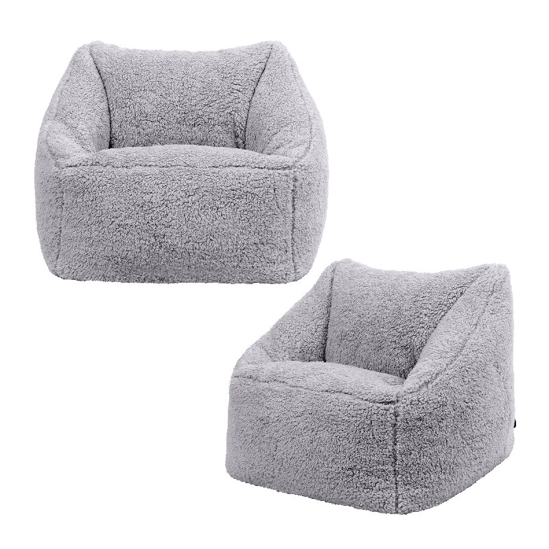 Kids Natalia Armchair Bean Bag, Grey Teddy