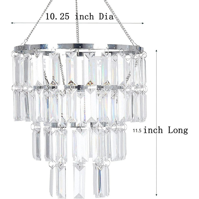 Modern Plug-In Chandelier With Faux Crystal Pendant Light Fixture, Adjustable Cord And On/Off Switch For Bedroom, Dining Room, And More