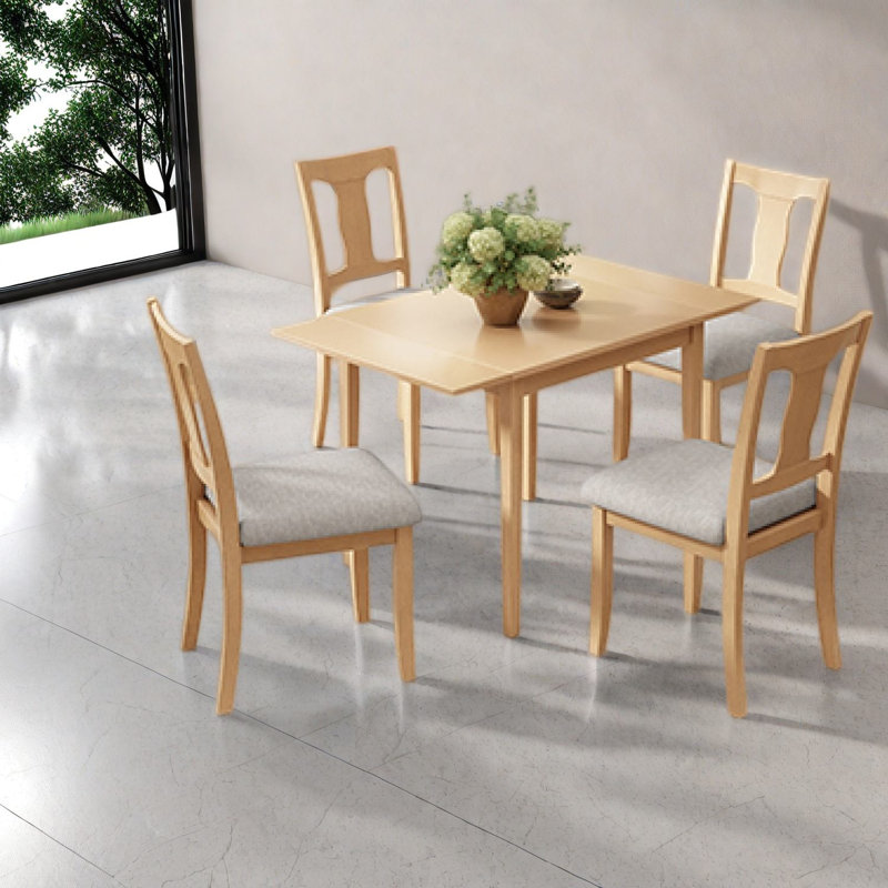 Ensemble de table et de chaises gain de place, en bois MDF, pour petite cuisine moderne, Beige 1