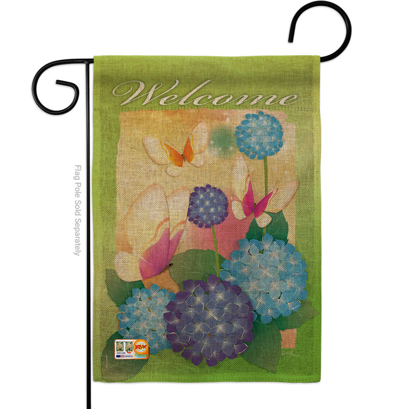 Drapeau de jardin décoratif en toile de jute 1,5 x 1,1 pi Welcome Butterflies Friends Bugs and Frogs Impressions