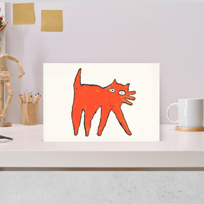 Art mural abstrait chat orange