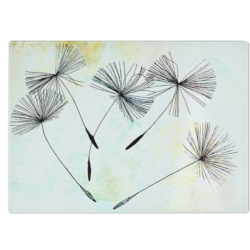 Tempered Glass Dandelion Seeds Chopping Board, 28.5 cm W x 20 cm L