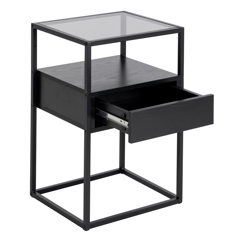 Alhareth 40 cm W Bedside Table, Black