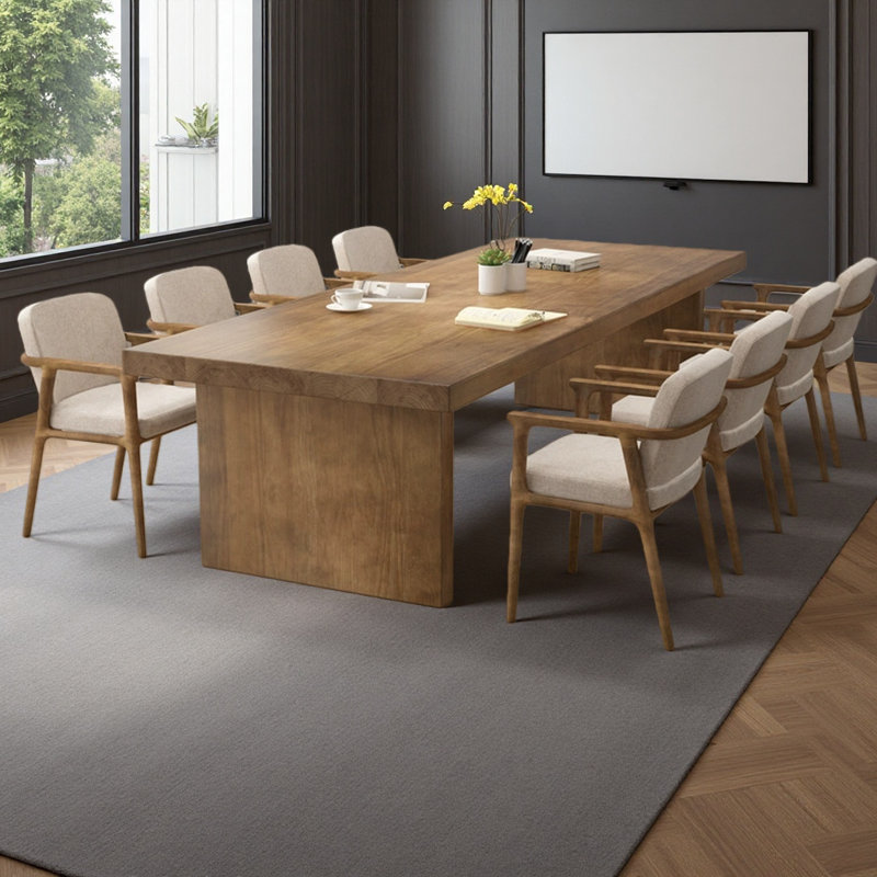 Grande table de conférence moderne en bois massif de 8 pieds, H 29,53 po x L 94,5 po x l 39,37 po