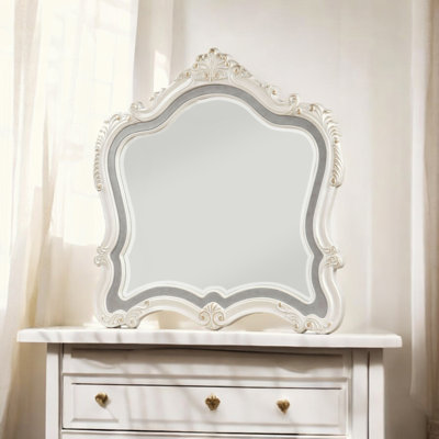 Miroir blanc perle