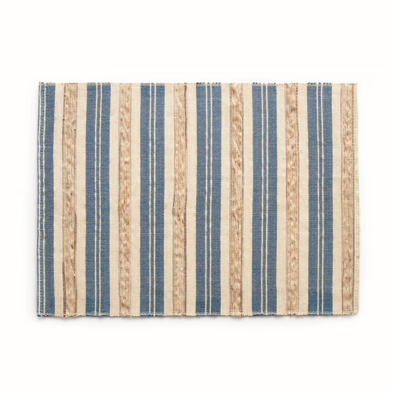 Barclay Butera Rectangle Placemat, Blue/Tan, Striped