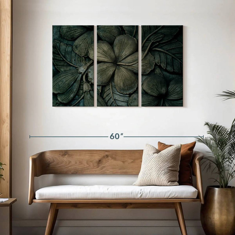 Hibiscus Carved Wood, 28" H x 45" W