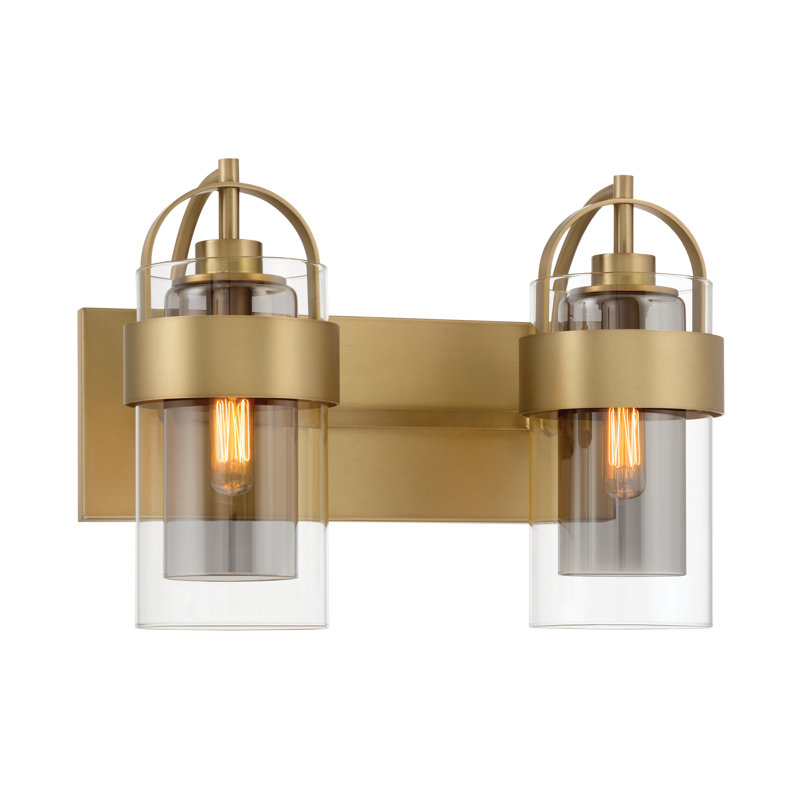 Meuble-lavabo à 2 lumières 14,25 po Ravik, H 10,5 po x l 14,25 po x P 8,75 po, Laiton, Deux lumières