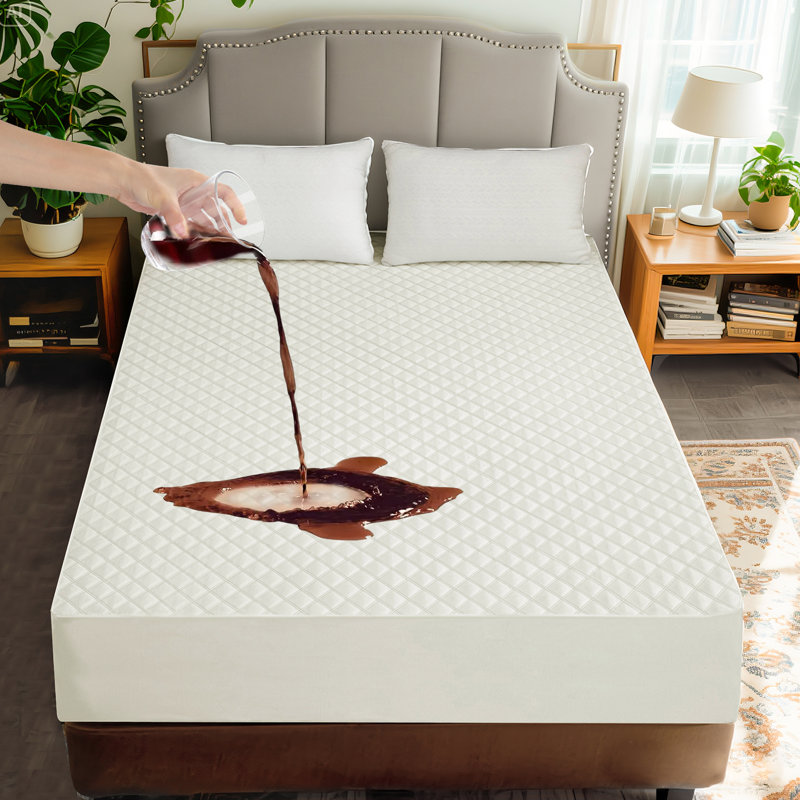 Housse de protection matelassée imperméable pour matelas, Lit simple