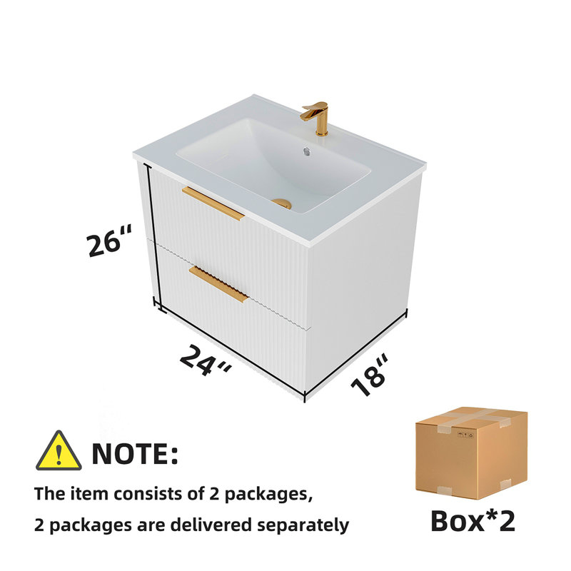 Meuble-lavabo blanc 24 po sans lavabo, 24"