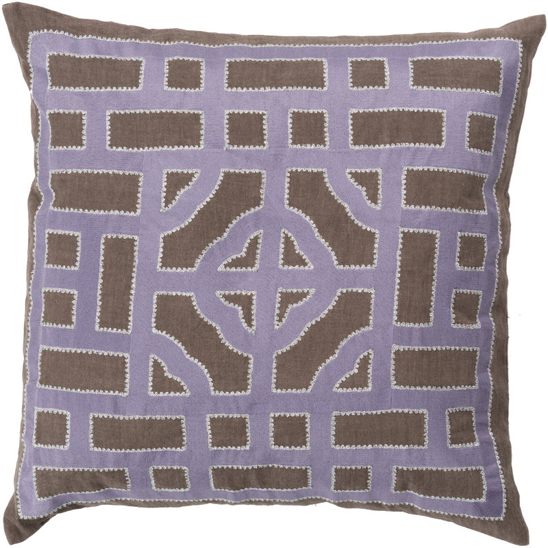 Geometric Down Throw Pillow, Taupe/Mauve, 22" H x 22" W