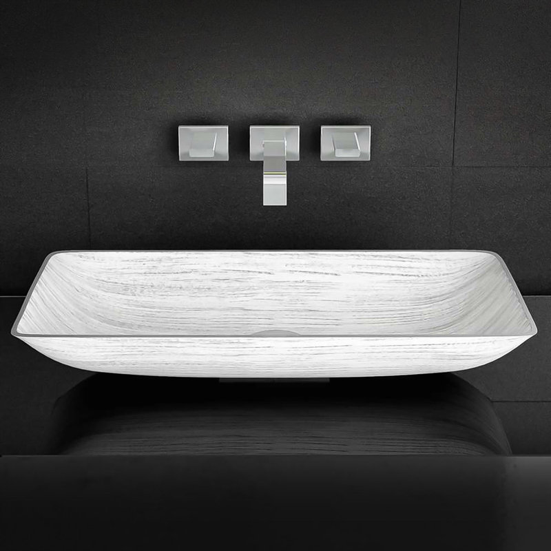 Nek 24.41'' L Bathroom Sink, White Silver