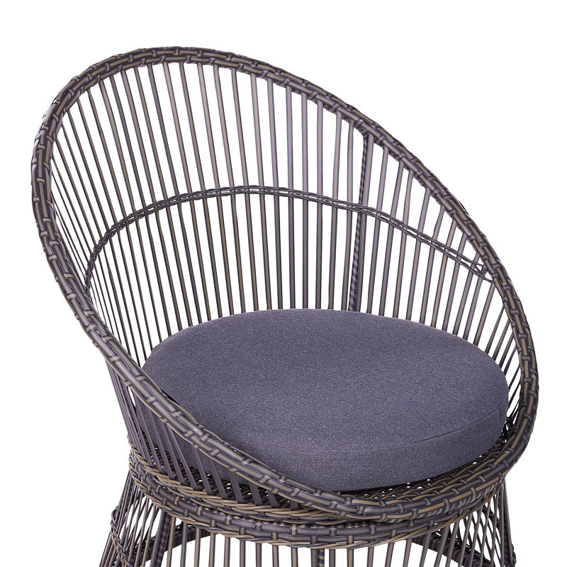 Asmita 2 - Person Wicker Patio Dining Set with Round Table , Cushions Included, Taupe, Purple