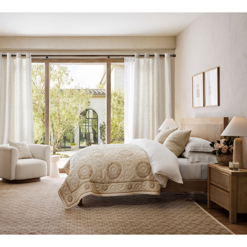 Linen blend crushed textured semi sheer curtains Neutral Modern Farmhouse for Living room Bedroom Darpes, 52" W x 96" L