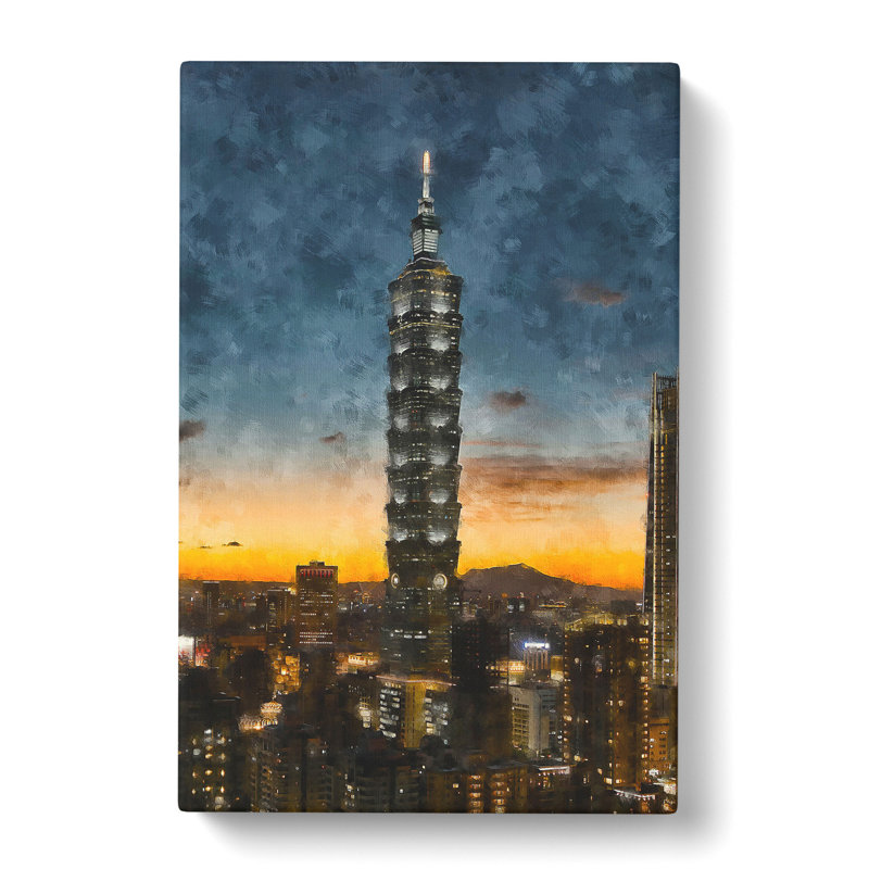 Taipei City In Taiwan Abstract - Wrapped Canvas Painting, 50cm H x 35cm W x 3cm D