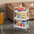 3-Tier Metal Utility Rolling Cart with Drawer & Wooden Table Top, Storage Cart White Trolley Kitchen Organizer Rolling Desk with Locking Wheels for Office, Classroom, Dorm, Bedroom-89259769