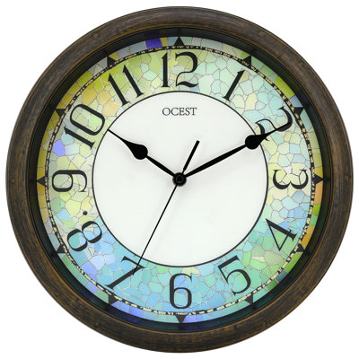 13" Illuminated Vintage Wall Clock, Silent Non-Ticking Battery Operated Night Light Clock with 2 Brightness Levels for Bedroom, Bathroom & Living Room