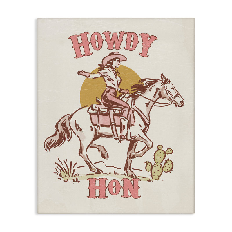  «Howdy Hon Cowgirl», art mural sur toile par Victoria Barnes, H 20 po x l 16 po