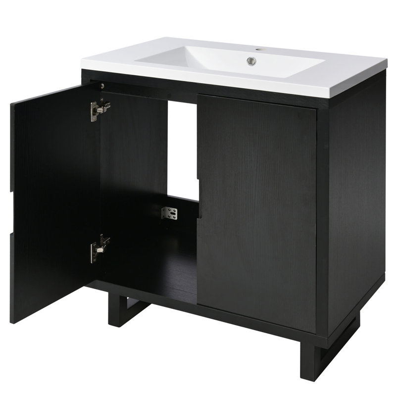 30" Bathroom Vanity Set With Sink, Black