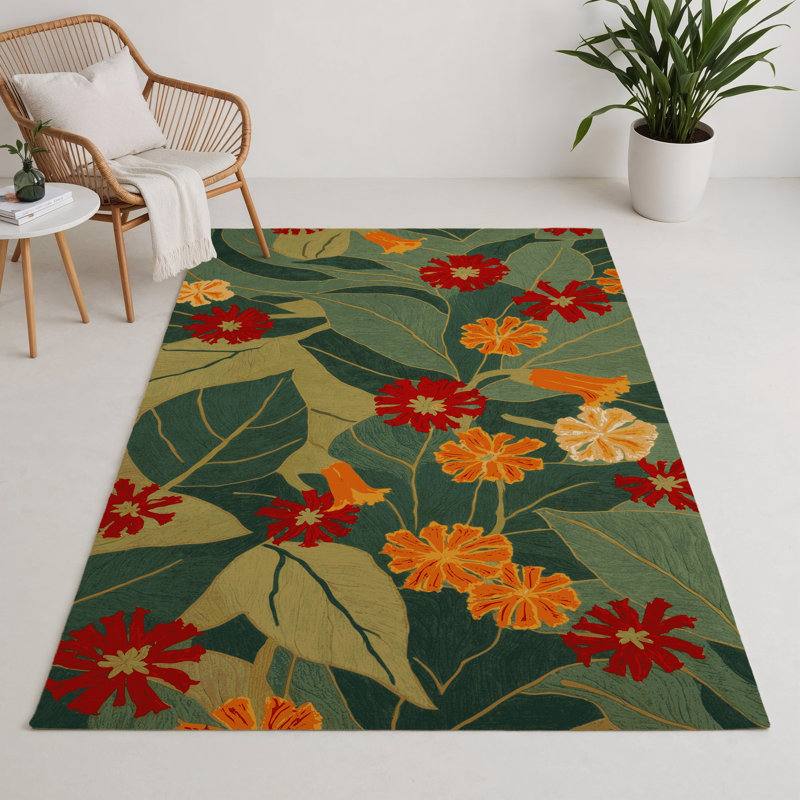 Tapis d'intérieur et d'extérieur brun Botanical, Rectangulaire 3 pi x 5 pi