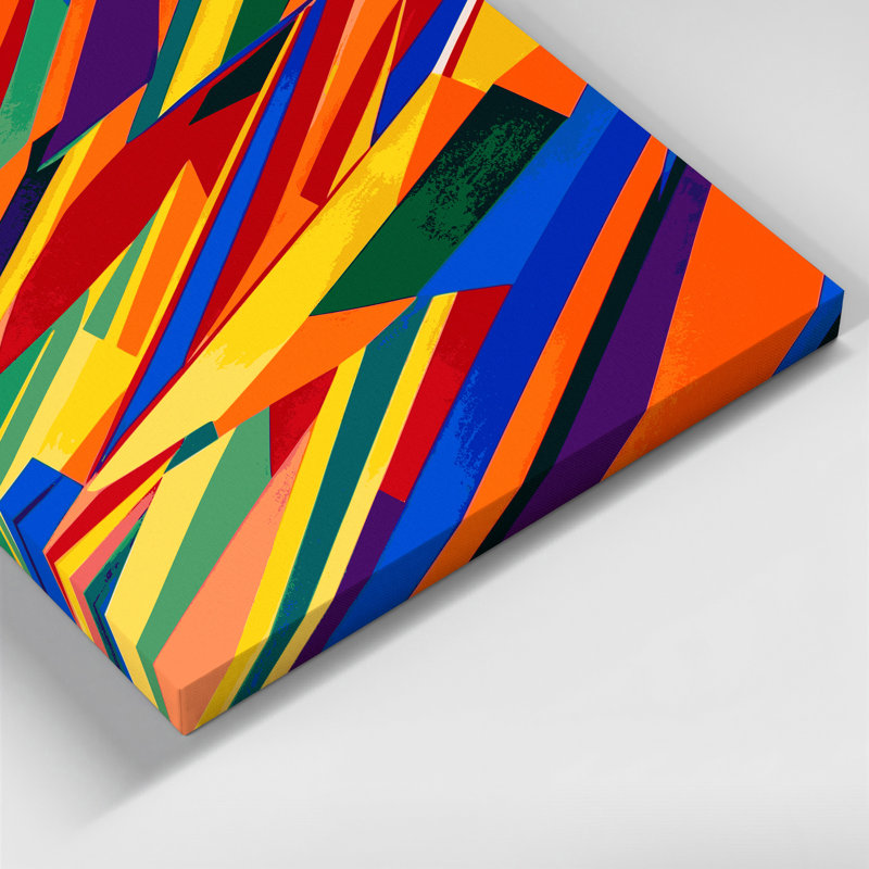 «Hard Edge 76», art mural sur toile bleue, H 12 po x l 12 po